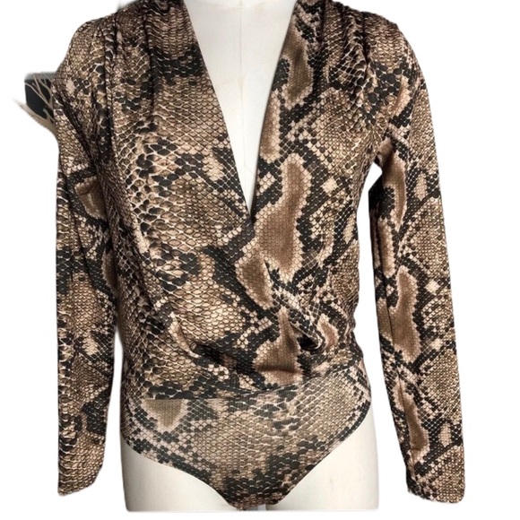 Zara Tops - 🆕. Zara Snake Print Crossover Bodysuit